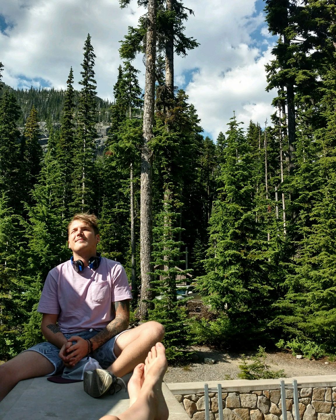 Somewhere in the Cascaded mountains with sun! Conor O'Brien resting
